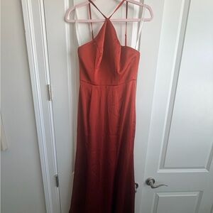 Elegant Rust Halter Maxi Dress